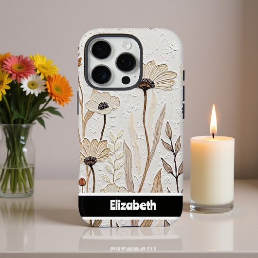 Gestructureerde Impasto Neutral Floral-smartphone Case-Mate iPhone Case