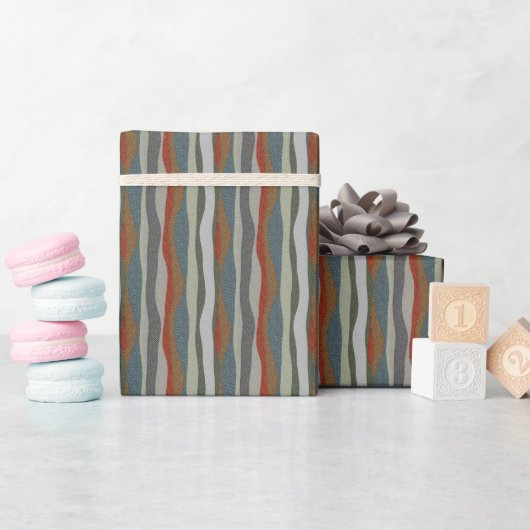 Gestructureerde Kleurrijke Visgraat Gestreept Cadeaupapier (Baby Shower)