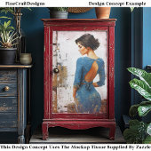 Gestructureerde Kunst, Elegante Dame in Blauw EL4L Tissuepapier