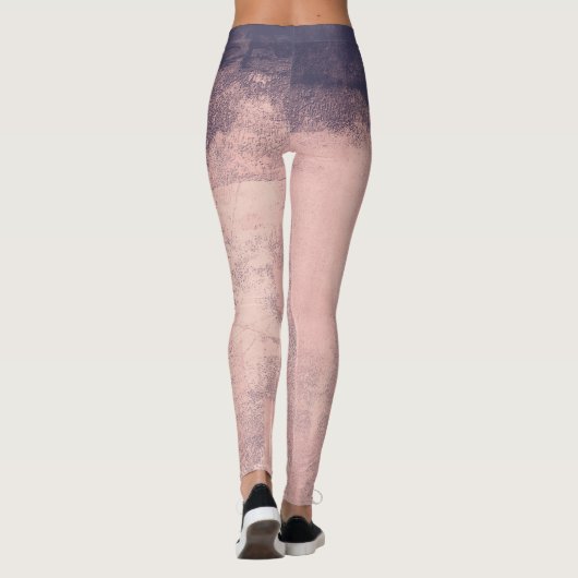 Gestructureerde kunststijl Roze 2 marineblauw Leggings (Achterkant)