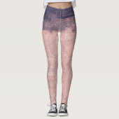Gestructureerde kunststijl Roze 2 marineblauw Leggings (Voorkant)