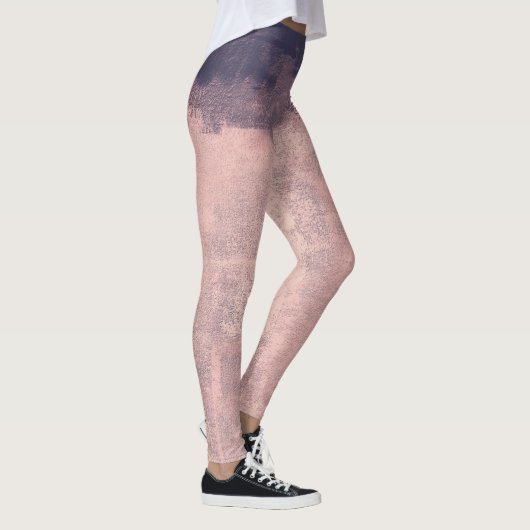Gestructureerde kunststijl Roze 2 marineblauw Leggings (Rechts)