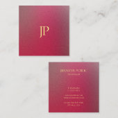 Gestructureerde look goud monogram Elegant Vierkante Visitekaartje (Voorkant / Achterkant)