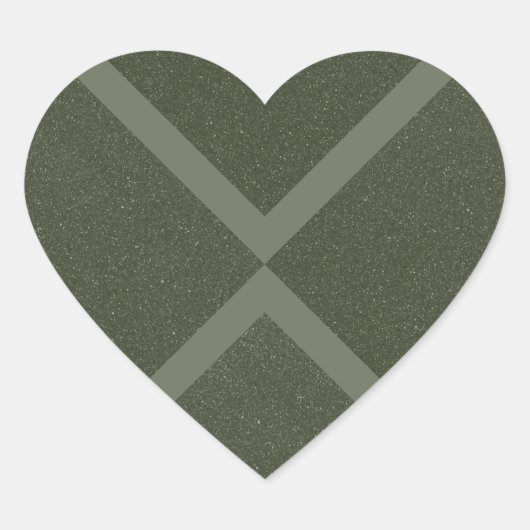 Gestructureerde mosgroene X-hartsticker Hart Sticker (Voorkant)