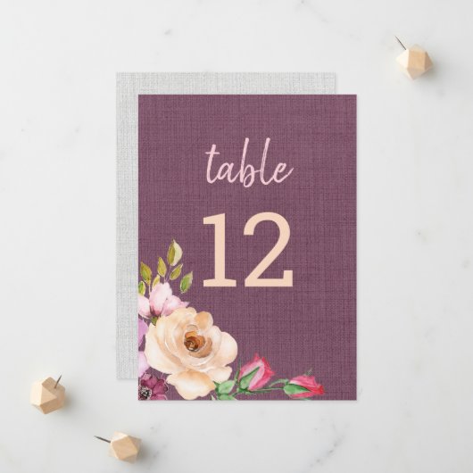 Gestructureerde Paars Rozen van het Kanvas Aankondiging (Voorkant / Achterkant in situ)