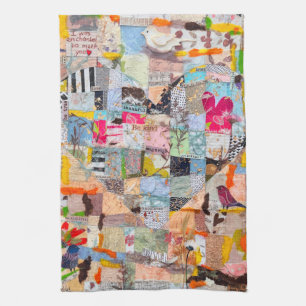 Gestructureerde papieren hartcollage keukendoek theedoek