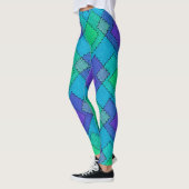 Gestructureerde patches meerkleurige streken leggings (Links)