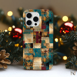 Gestructureerde Patchwork Charm – Rustiek Kunstzin iPhone 15 Pro Max Hoesje