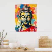 Gestructureerde penseelstreken Abstract Boeddhasch Poster (Keuken)