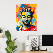 Gestructureerde penseelstreken Abstract Boeddhasch Poster (Thuiskantoor)