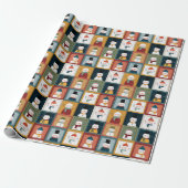 Gestructureerde raster van feestelijke sneeuwmanne cadeaupapier (Uitgerold)