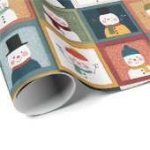 Gestructureerde raster van feestelijke sneeuwmanne cadeaupapier (Rol Hoek)