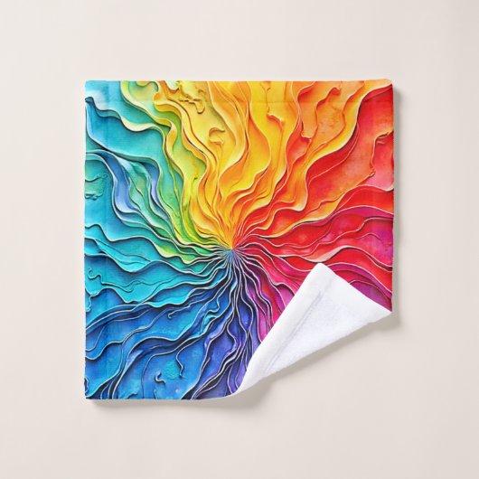 Gestructureerde Regenboog Draaikunst Bad Handdoek (Wasdoekje)