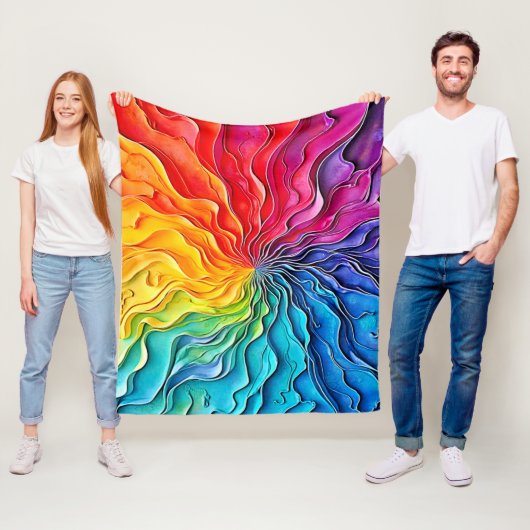 Gestructureerde Regenboog Draaikunst Fleece Deken (In situ)