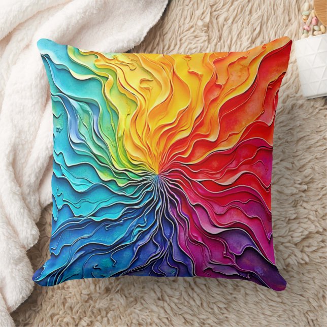 Gestructureerde Regenboog Draaikunst Kussen (Deken)