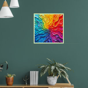 Gestructureerde Regenboog Draaikunst Poster