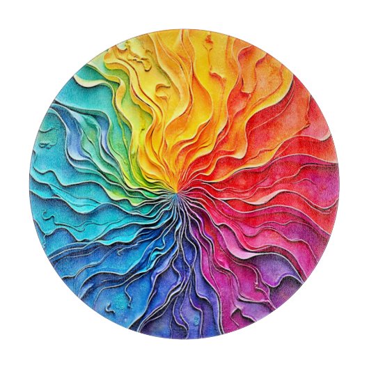 Gestructureerde Regenboog Draaikunst Snijplank (Voorkant)