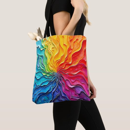 Gestructureerde Regenboog Wervelende Kunst Tote Bag (Dichtbij)