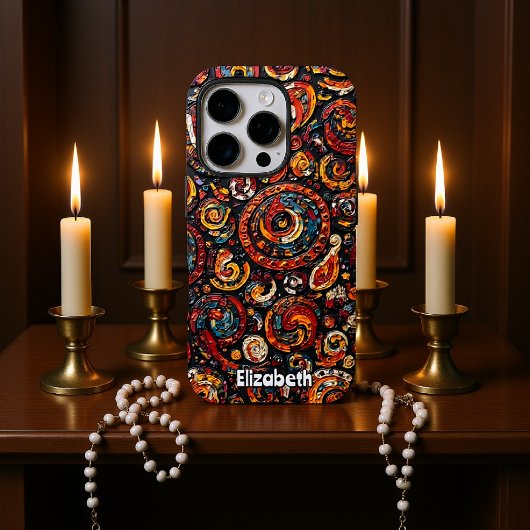 Gestructureerde rode en gouden wervelingen Case-Mate iPhone case