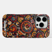 Gestructureerde rode en gouden wervelingen Case-Mate iPhone case (Achterkant (horizontaal))