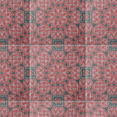 Gestructureerde rood wit grijs symmetrische geomet tegeltje