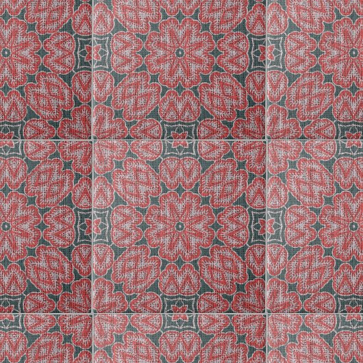 Gestructureerde rood wit grijs symmetrische geomet tegeltje