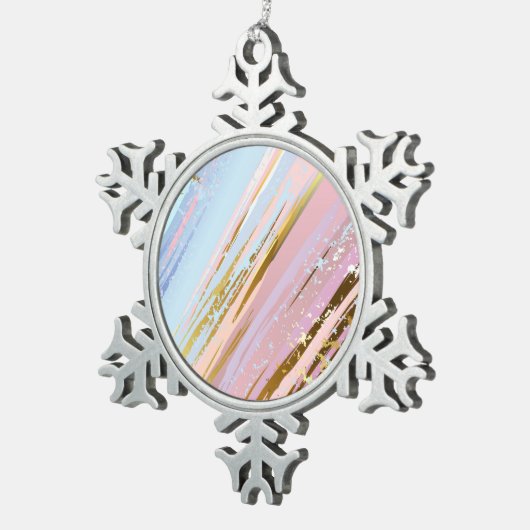 Gestructureerde Roze Achtergrond Tin Sneeuwvlok Ornament (Rechts)