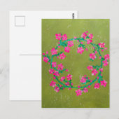 Gestructureerde roze bloemenkrans schildering briefkaart (Voorkant / Achterkant)