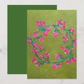 Gestructureerde roze bloemenkrans schildering feestdagenkaart (Voorkant / Achterkant)
