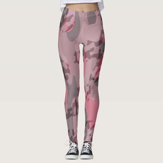 gestructureerde roze en mauve Camo abstract Leggings (Voorkant)