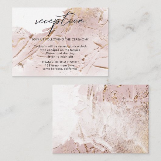 gestructureerde roze gouden namaakfolie Ontvangst Informatiekaartje (Voorkant / Achterkant)