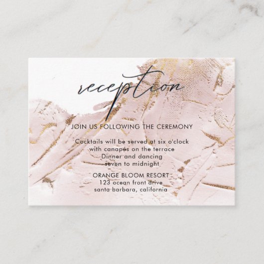 gestructureerde roze gouden namaakfolie Ontvangst Informatiekaartje (Voorkant)