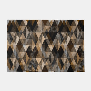 Gestructureerde ruitvormig bruin met beige deurmat