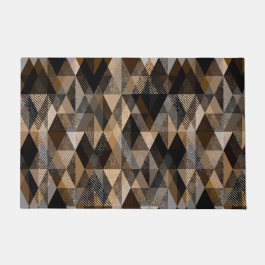 Gestructureerde ruitvormig bruin met beige deurmat (Voorkant)