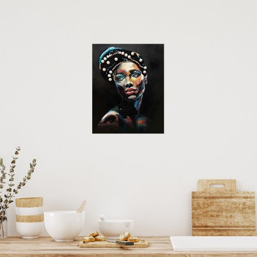 Gestructureerde schoonheid: een Abstract kralenpor Poster (Keuken)