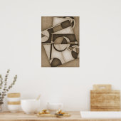Gestructureerde Sepia Toned geometrische Abstracte Poster (Keuken)