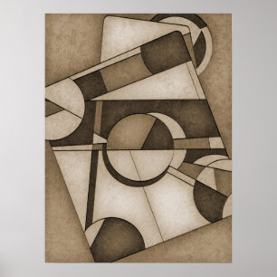 Gestructureerde Sepia Toned geometrische Abstracte Poster