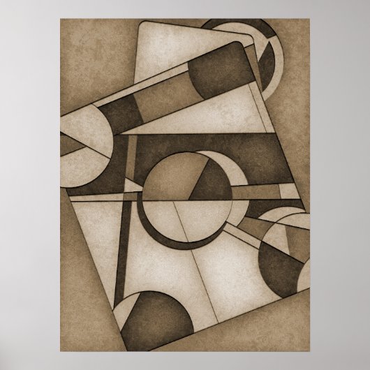 Gestructureerde Sepia Toned geometrische Abstracte Poster (Voorkant)