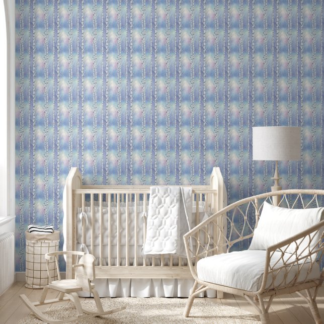 Gestructureerde witte schors met blauwe lucht acht behang (Kinderen)