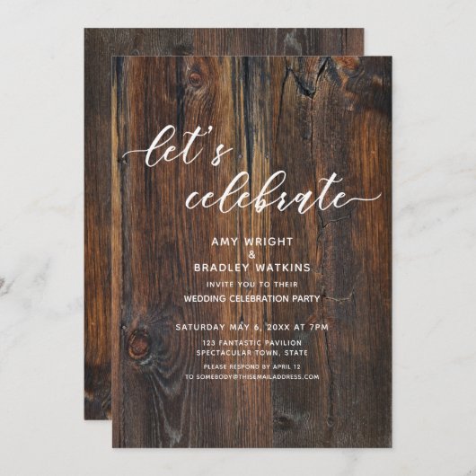 Gestuct Handschrift Hout Lettertype Laten we Viere Kaart (Voorkant / Achterkant)