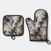 Gestucte Crackle Moderne Abstracte Kunst Ovenwant & Pannenlap Set (Voorkant)