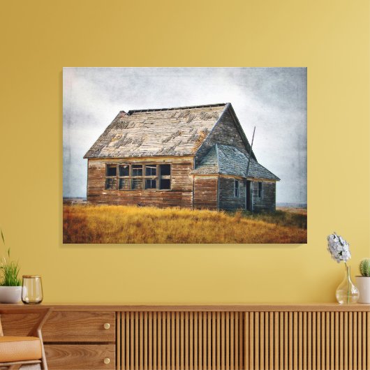 Gestucte vintage schoolhuis rekbare canvasprint canvas afdruk (Insitu (Woonkamer))