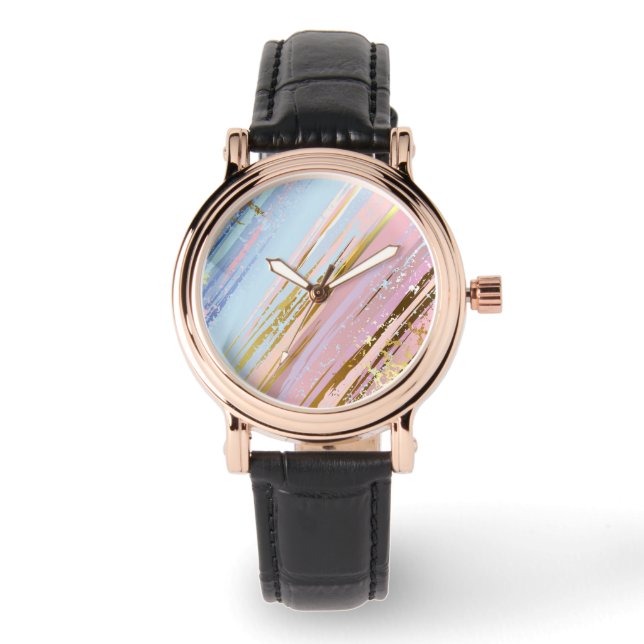 Gestuctureerde Roze Achtergrond Horloge (Voorkant)