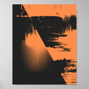 Gestuctuurd abstract ontwerp in zwart en oranje poster