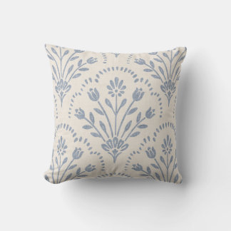 Gestuctuurd gedempt blauw bloemmotief met schelpra kussen