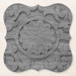 Gestuctuurd grijs Teak houten Scroll ontwerp op ma Kartonnen Onderzetters