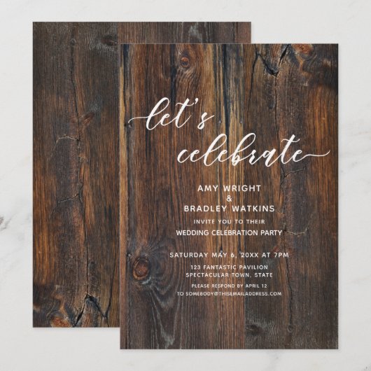 Gestuctuurd Hout Handgeschreven Script Laten we Vi Kaart (Voorkant / Achterkant)