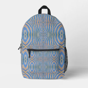 Gestuctuurd, symmetrisch blauwe en gouden zebra pa bedrukte rugzak