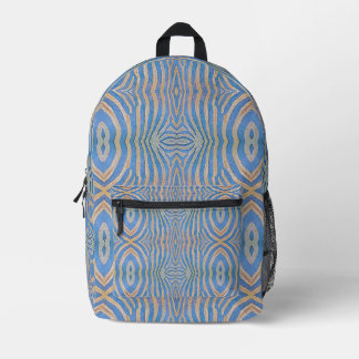 Gestuctuurd, symmetrisch blauwe en gouden zebra pa bedrukte rugzak