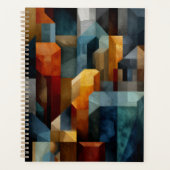 Gestuctuurde Geometrische Abstracte Blauwe Oranje Planner (Voorkant)